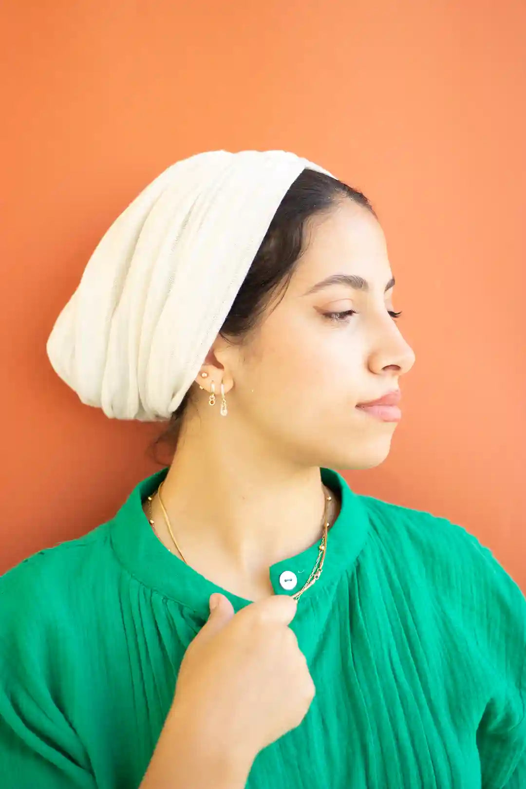 Beige “mesh” turban