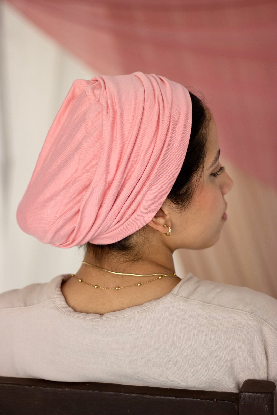 Baby pink “cotton” turban